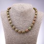 Necklace made of natural gemstone Heliotrope Unakit "barrel", diameter 9×14mm, length 48cm