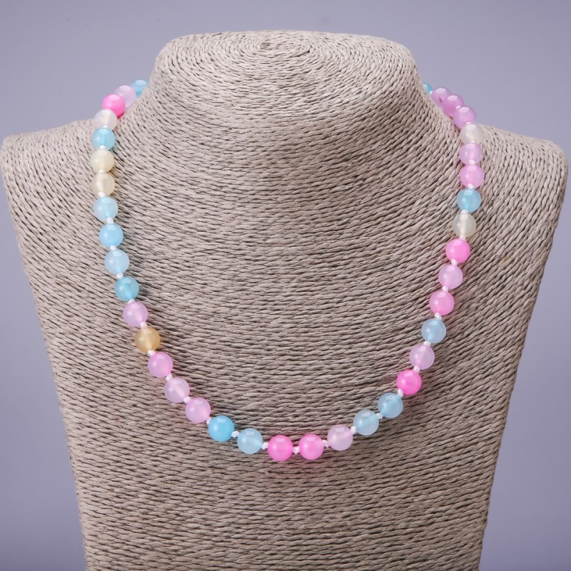 Necklace of natural toned stone, smooth beads, 8mm diameter, 48cm length