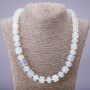 Moonstone Necklace, Hexagonal Beads, 12mm Rondelle Diameter, 14x11mm Larger Elements, 50cm Length