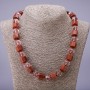 Necklace beads Adventurine "Golden Sand" hexagonal, 12mm rondelle diameter Czech crystal, 14×11mm, length 50cm