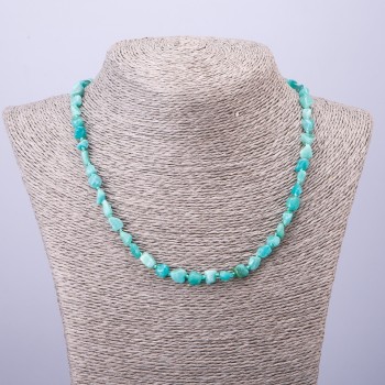 Amazonite Bead Necklace, faceted, diameter 5-7mm, length 47cm