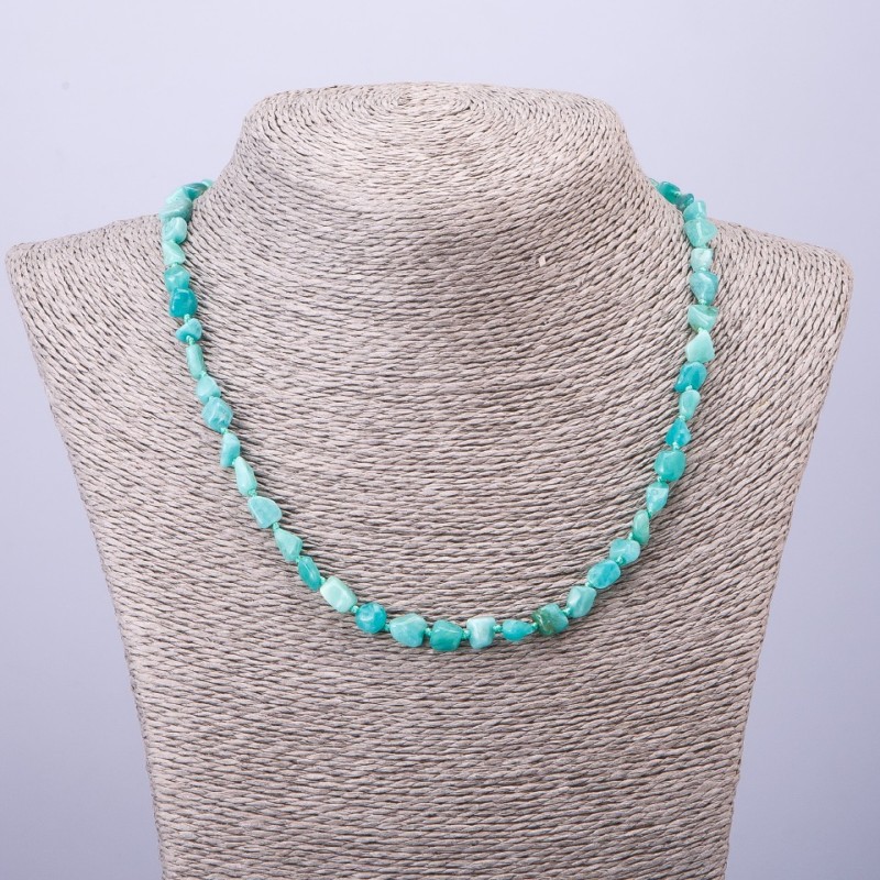 Amazonite Bead Necklace, faceted, diameter 5-7mm, length 47cm
