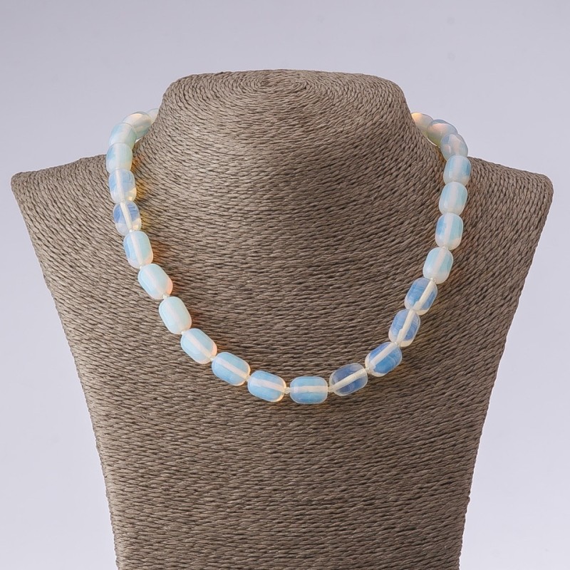 Moonstone Necklace "Cylinder Barrel", length 45cm, diameter 10x14mm