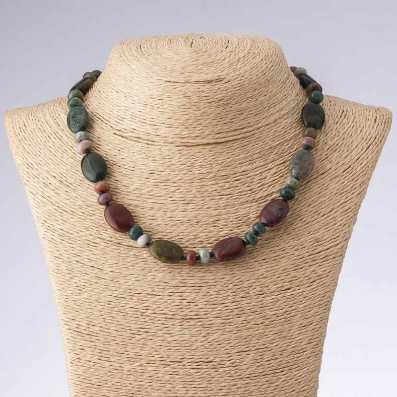 Necklace made of multicoloured jasper oval and "bead-shaped" elements, length 45cm, pendant 13×18mm and 8mm