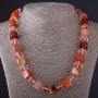 Carnelian Hexagonal Bead Necklace "Bohemian Crystal" L48- cm, 13 mm diameter