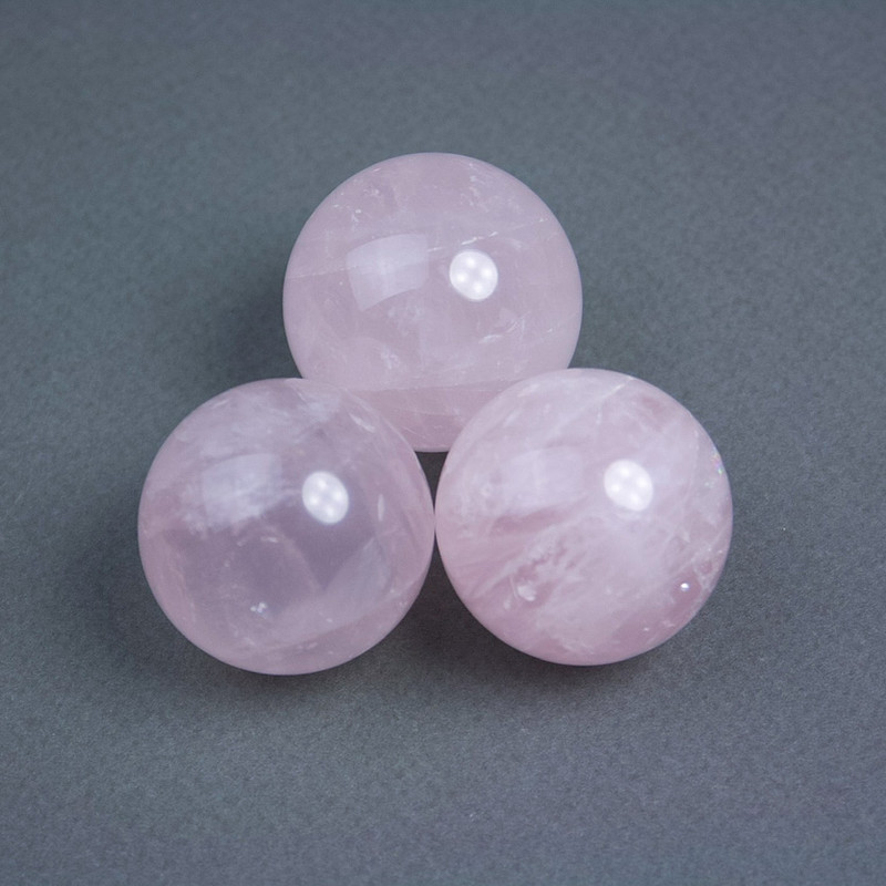Souvenir sphere made of natural stone Pink quartz, diameter from 30mm±, weight from 60 g. (price per 1 piece)