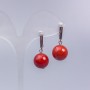Earrings Red Jasper (artificial) smooth bead, diameter 14mm, length 3cm