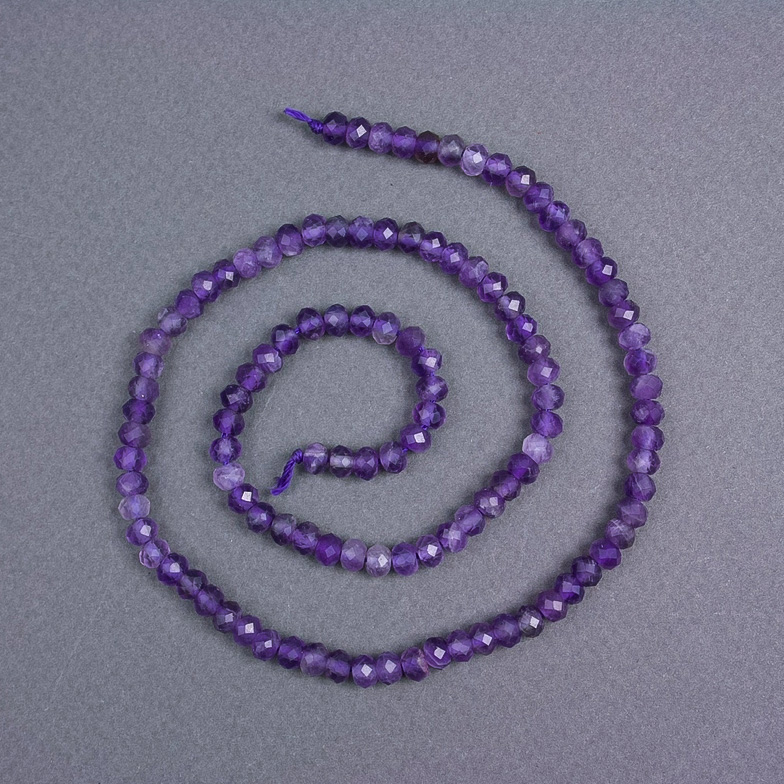 Amethyst Beads natural stone garnet-cut rondelles, diameter 5x3, 5 mm± on thread, length 39cm+