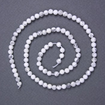 Kaholong Beads natural stone, faceted ball, 4 mm± diameter on thread, length 39 cm+
