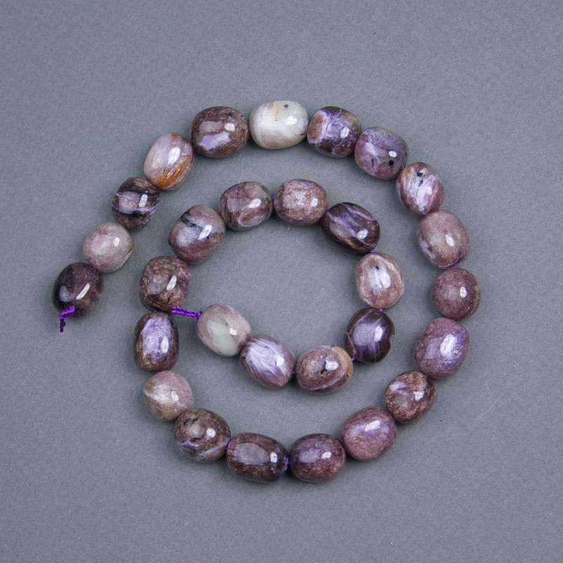 Charoite Beads natural stone barrel, diameter 14x11 mm± on thread, length 40cm+