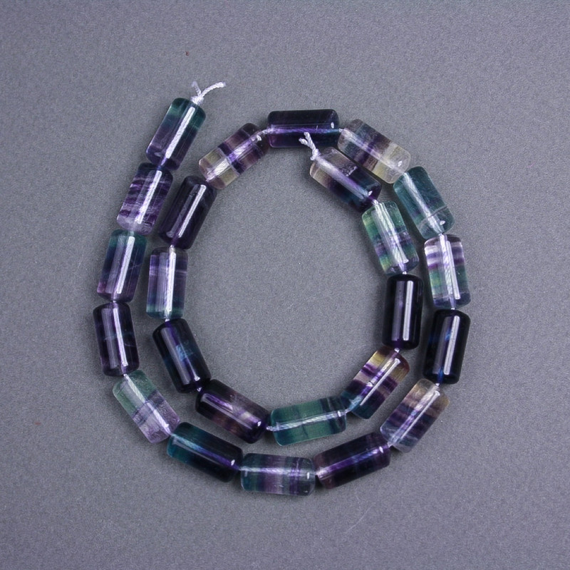 Fluorite Beads, Cylindrical, Natural Stone, 16×8 mm ± on thread, 40 cm length