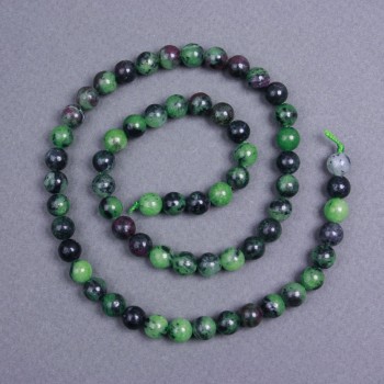 Zoisite Beads natural stone smooth ball, diameter 6.5 mm± on thread, length 40 cm+