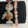 Set of Chalcedony Bracelets, diameter 6.5mm smooth beads, 15mm circle, with silver inserts on elastic, length 18cm+