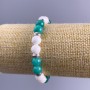 Bracelet Amazonite & White Agate (imitation acrylic), diameter 8.5mm+- smooth bead with silver inserts on elastic cord, length 18cm+