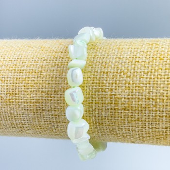 Bracelet - Mint Pearl Shell (Mother-of-Pearl) Tubular Bead 8x6mm, Stretch, 18cm