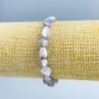 Bracelet with Grey Mother-of-Pearl Beads, faceted, diameter 8×6mm, stretchable, 18 cm