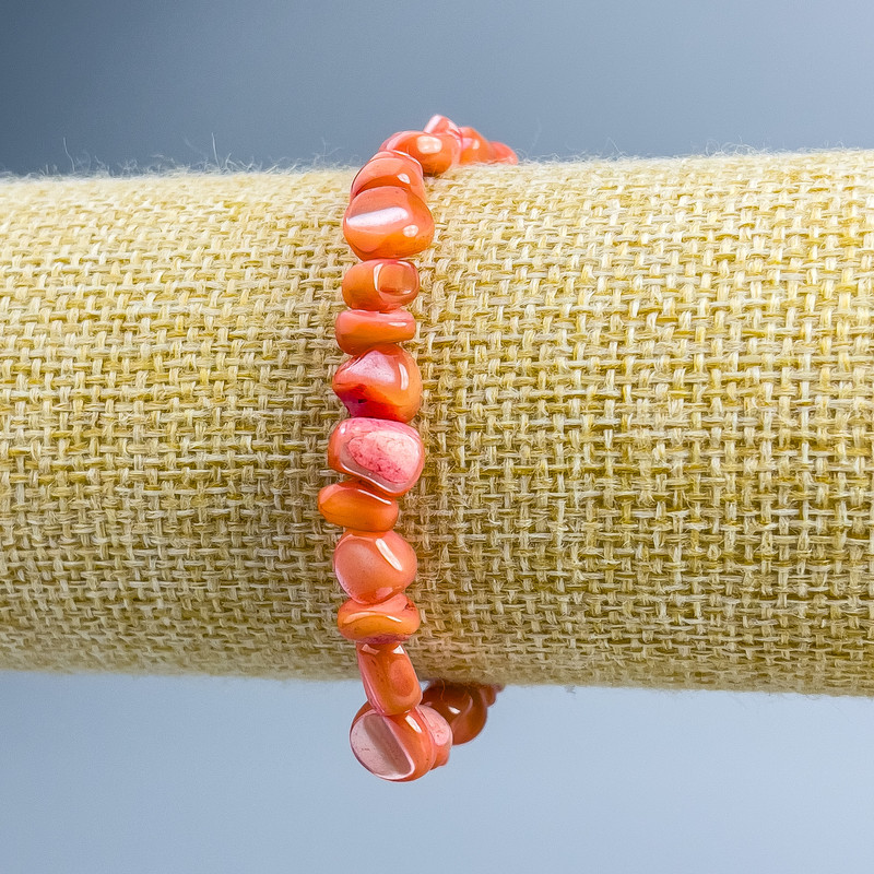 Bracelet Mother-of-Pearl Caramel, diameter 8×6mm +-, length 18cm (stretch)