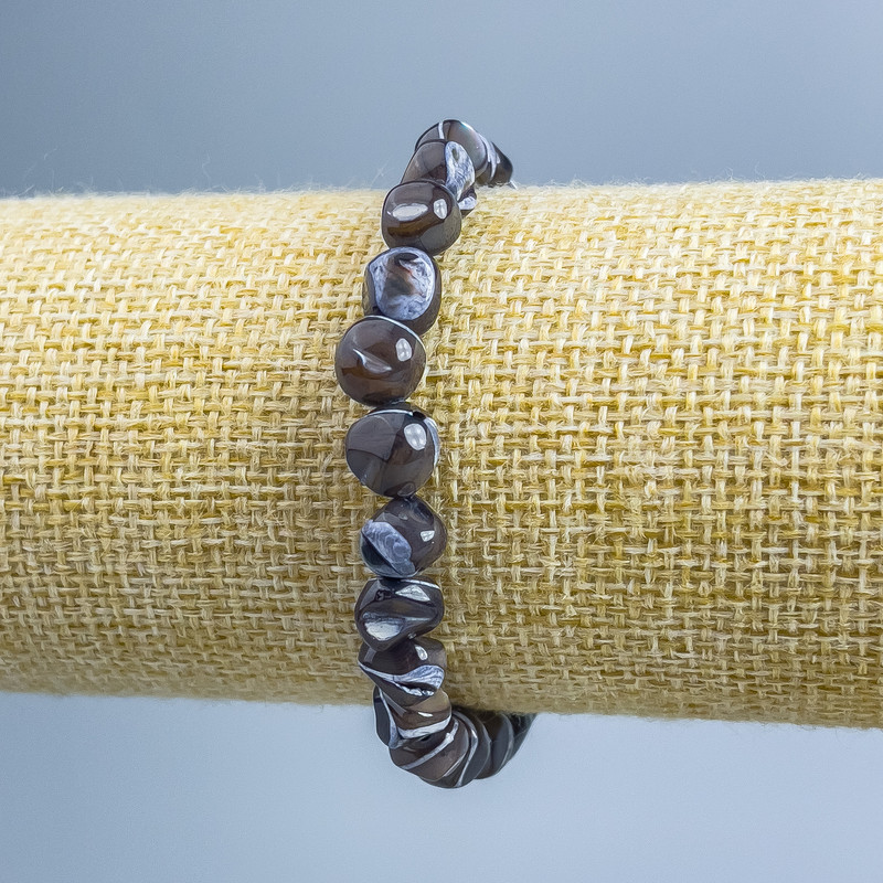 Bracelet Pearl oyster brown faceted bead, diameter 8×6mm ±, length 18cm (stretch)