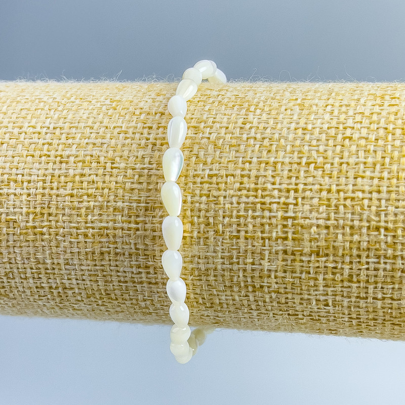 Bracelet Mother-of-Pearl Beads, 4×7 mm, stretch 18 cm