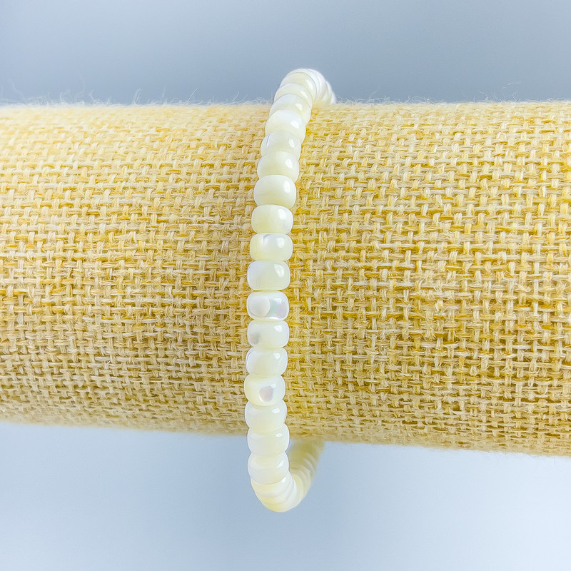 Bracelet, Sea Pearl, smooth rondelle, diameter 6x4mm, length 18cm (stretch)