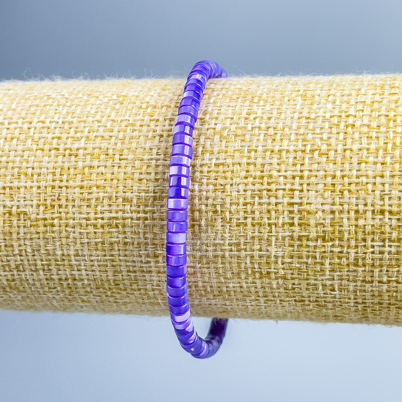 Bracelet - Purple-toned mother-of-pearl disc beads, 4x2mm, stretchy, 18cm