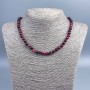 Tourmaline Rubellite necklace with natural stone, smooth round beads, 6.5mm diameter, length 48cm
