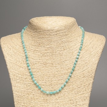 Amazonite Bead Necklace (Faceted Cube) 4×4mm, 47cm length +