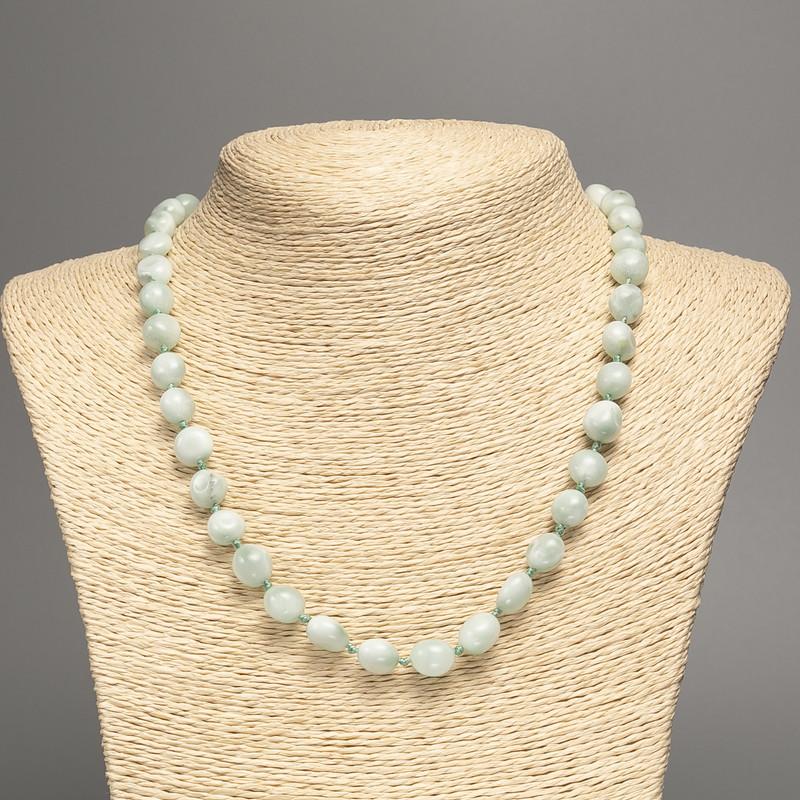 Necklace made of natural Angelite stone, green tumbled beads, diameter 10×9mm ±, length 49cm ±