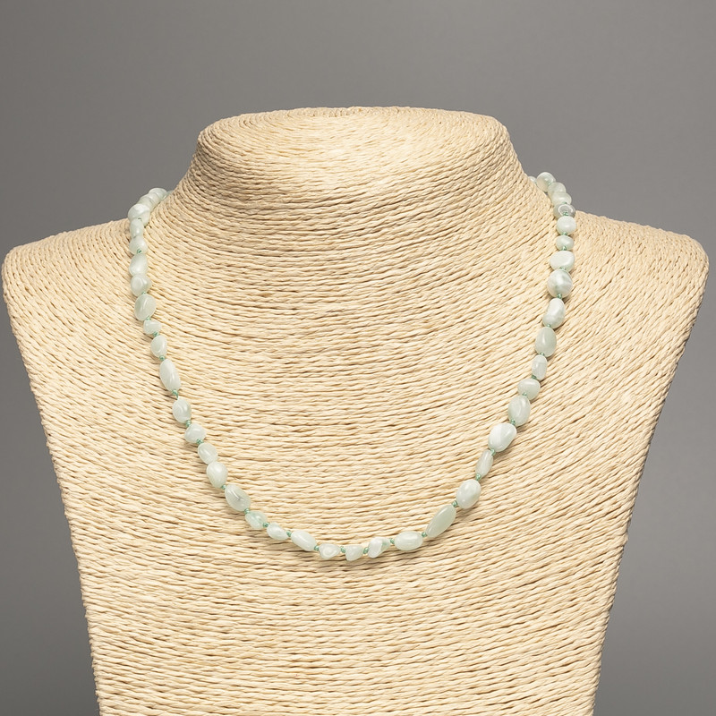 Natural Angelite gemstone necklace - green faceted beads, diameter 8×6mm, length 49cm