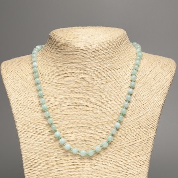 Larimar Beads Necklace – Smooth Round Beads, 6.5mm diameter, length 51cm