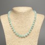 Larimar Necklace with Natural Stone, smooth round beads, 8mm diameter, length 51 cm