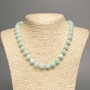 Larimar Natural Stone Necklace, smooth round beads diameter 10mm ±, length 49cm ±