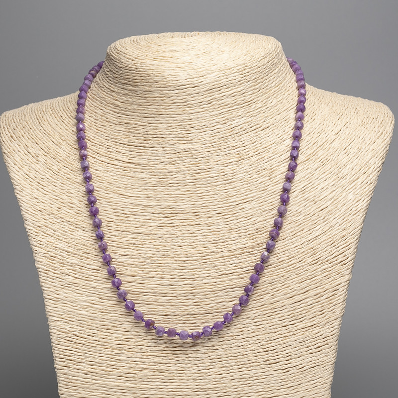 Necklace of natural stone Phosphosiderite faceted cube 4×4mm, length 48cm +
