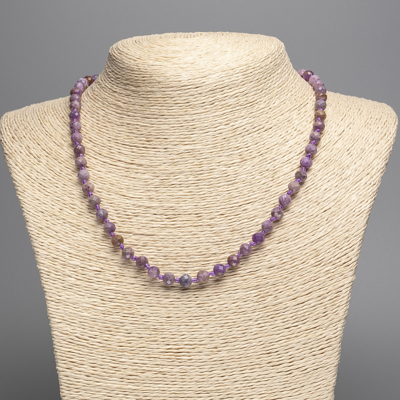 Phosphosiderite Necklace with faceted bead, 6mm diameter, 48cm length +
