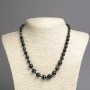 Necklace on enlargement with natural black agate smooth beads, diameter 6-10mm ±, length 45cm ±
