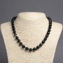 Necklace Black Agate Smooth Bead, diameter 10mm±, length 45cm±