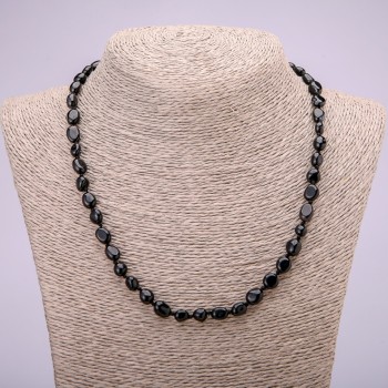 Agate Bead Necklace with Faceted Beads, diameter 7×9 (±) mm, length 48 cm