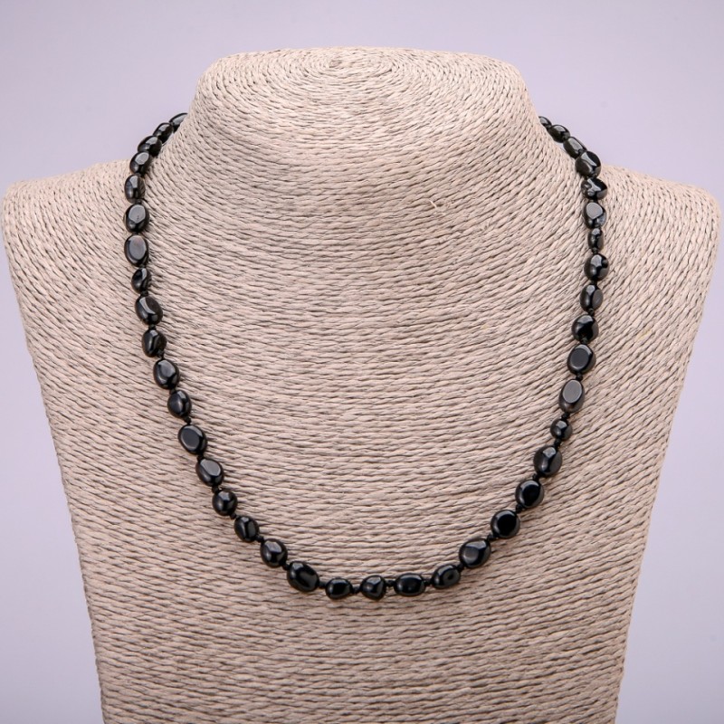 Agate Bead Necklace with Faceted Beads, diameter 7×9 (±) mm, length 48 cm