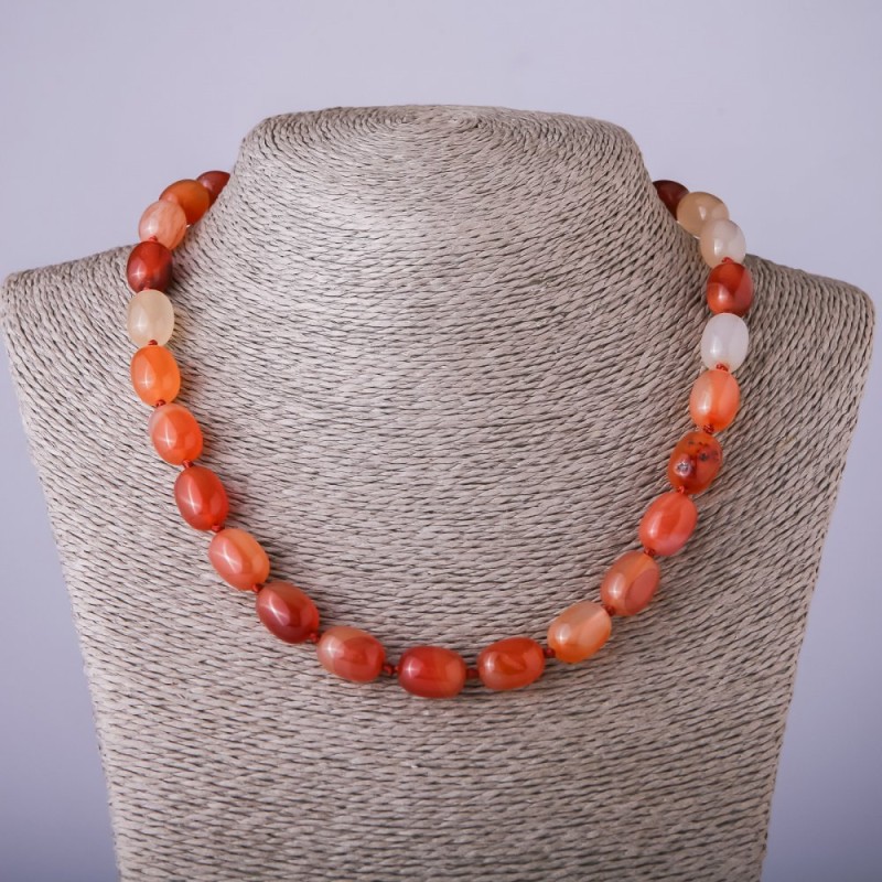 Carnelian Necklace “Barrel” 47 cm