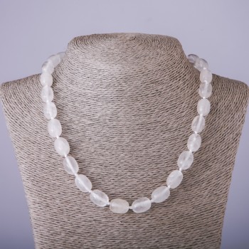 Natural stone beads Quartz "barrel", diameter 10x14mm, length 47cm