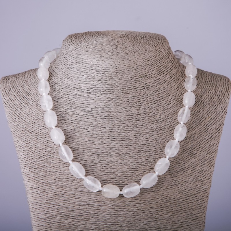 Natural stone beads Quartz "barrel", diameter 10x14mm, length 47cm