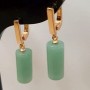 Earrings Jade Jadeite natural stone cylinder, diameter 17.5×8 mm ±, length 3.5 cm ±