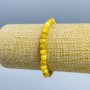 Bracelet Jadeite yellow natural stone faceted cube, diameter 5.5x5.5x5mm, length 18cm (stretch)