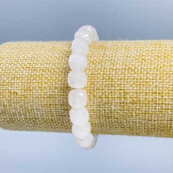 Bracelet Mountain crystal natural gemstone faceted cube, diameter 9x9mm±, length 18cm (stretch)