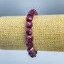 Tourmaline Rubellite Natural Stone Faceted Cube Bead Bracelet, 9x9mm Cubes, Stretch 18cm