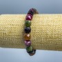 Tourmaline bracelet, natural gemstone, faceted cube, 9×9 mm diameter, 18 cm length (stretch)
