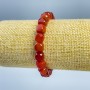 Carnelian Bracelet, natural gemstone, faceted cube, 9x9mm, stretchy, length 18cm