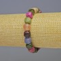 Tourmaline bracelet, natural gemstone, faceted cube, 9×9mm diameter, stretchy length 18cm