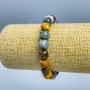 Jasper Natural Stone Beaded Cube Bracelet, 9x9mm, stretchy, 18cm