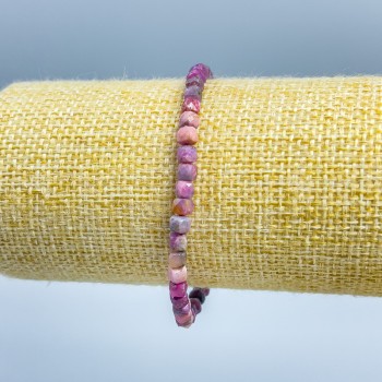 Bracelet Rubies natural stone faceted cube, diameter 4x4mm, length 18cm (stretch)